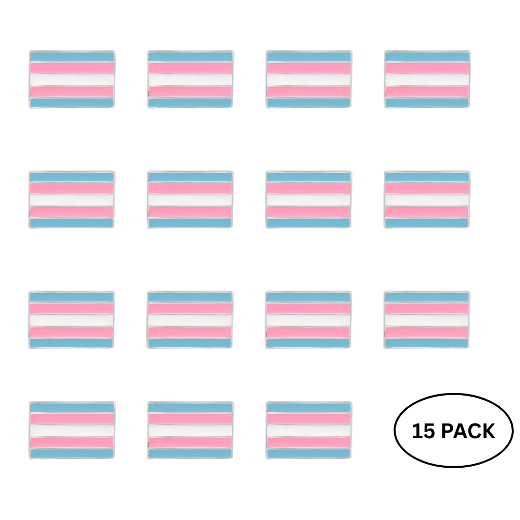 15 Pack Rectangle Transgender Flag Pins