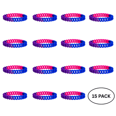 15 Pack Bisexual Chain Link Silicone Bracelets - We are Pride