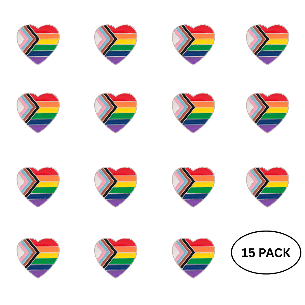 15 Pack Daniel Quasar Flag Heart Pins - We are Pride
