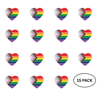 15 Pack Daniel Quasar Flag Heart Pins - We are Pride