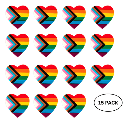 15 Pack Daniel Quasar Heart Silicone Pins - We are Pride