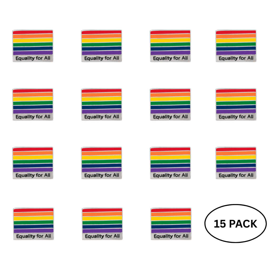 15 Pack Equality For All Rainbow Striped Pins - We are Pride