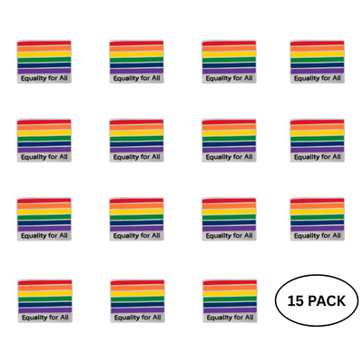 15 Pack Equality For All Rainbow Striped Pins - We are Pride