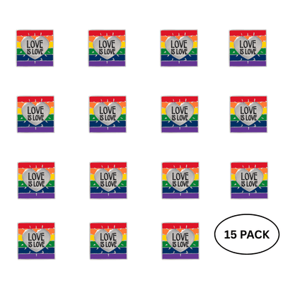 15 Pack Love Is Love Rainbow Pride Pins - We are Pride