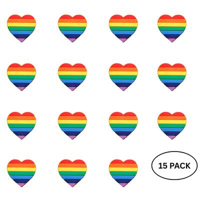 15 Pack Rainbow Heart Pride Silicone Pins - We are Pride