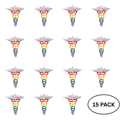 15 Pack Rainbow Pride Caduceus Pins - We are Pride
