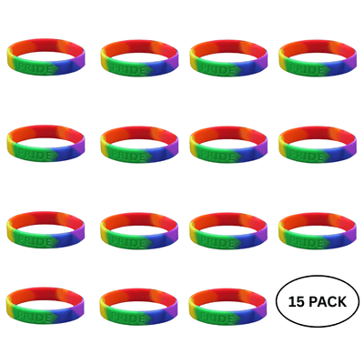 15 Pack Rainbow Silicone Bracelets - We are Pride