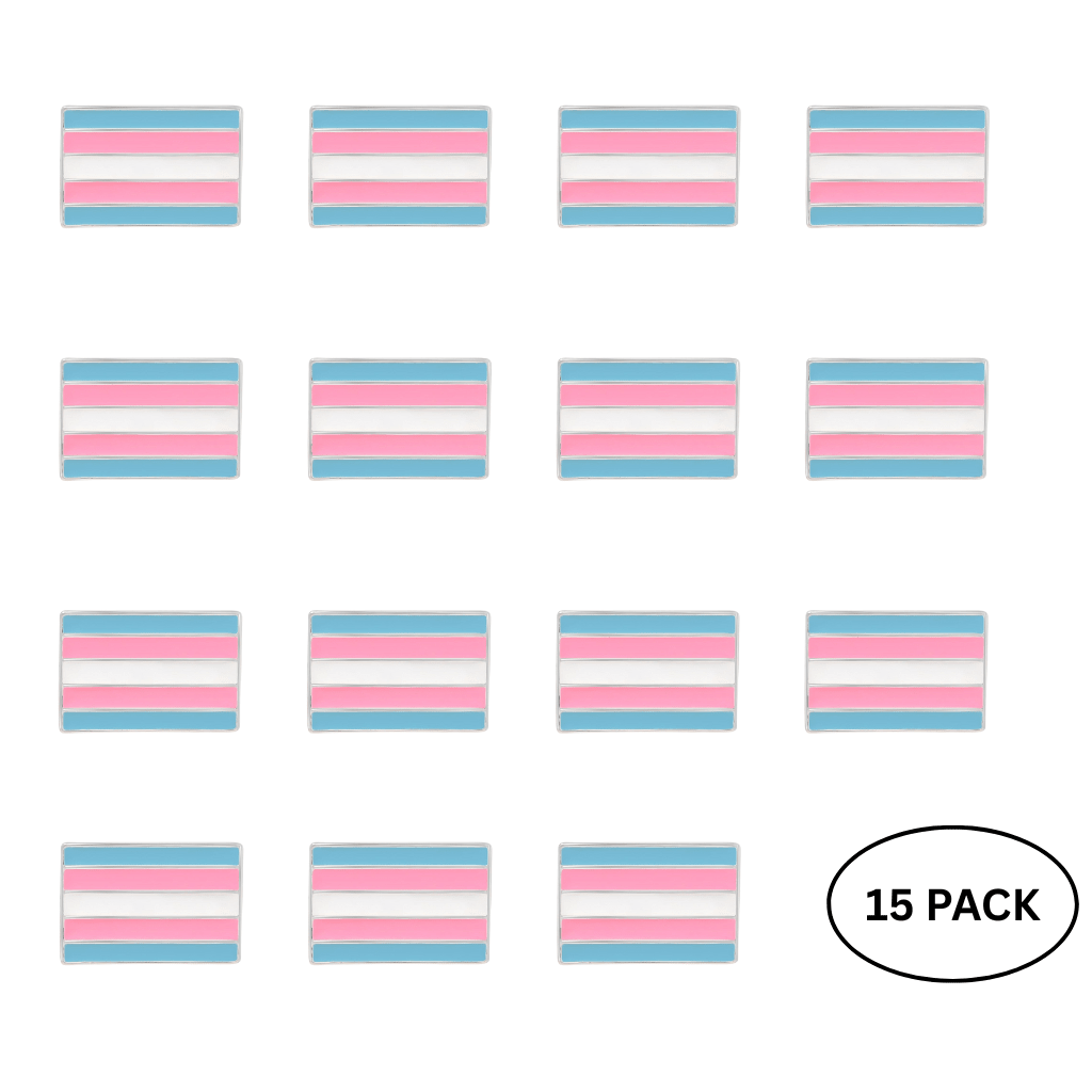 15 Pack Rectangle Transgender Flag Pins - We are Pride