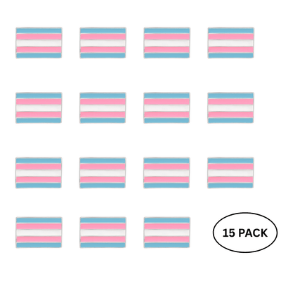 15 Pack Rectangle Transgender Flag Pins - We are Pride