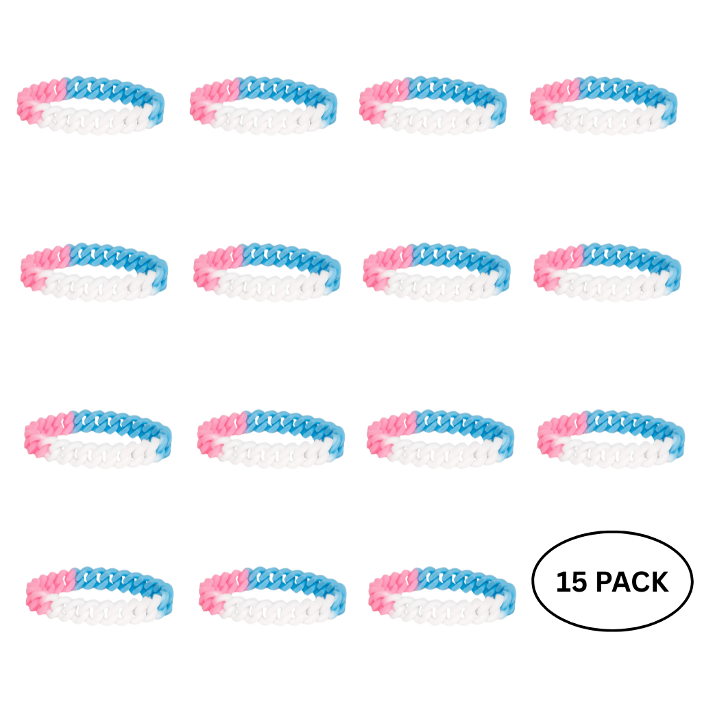 15 Pack Transgender Flag Chain Silicone Bracelets - We are Pride