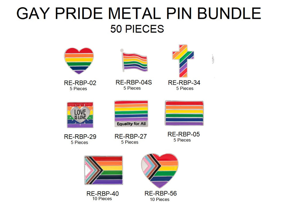 Gay Pride Metal Pin Variety Pack (50 Pieces)