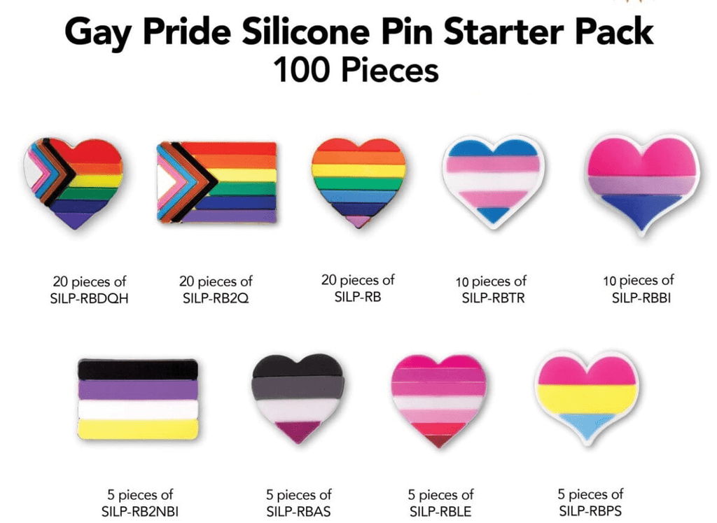 Gay Pride Silicone Pin Variety Pack (100 Pieces)