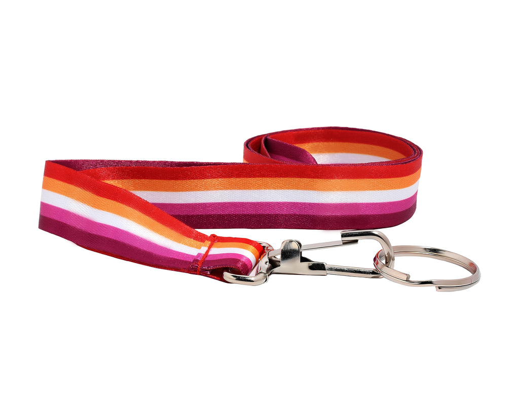 Lesbian Sunset Flag Lanyards, Bulk LGBTQ Pride Badge Holders