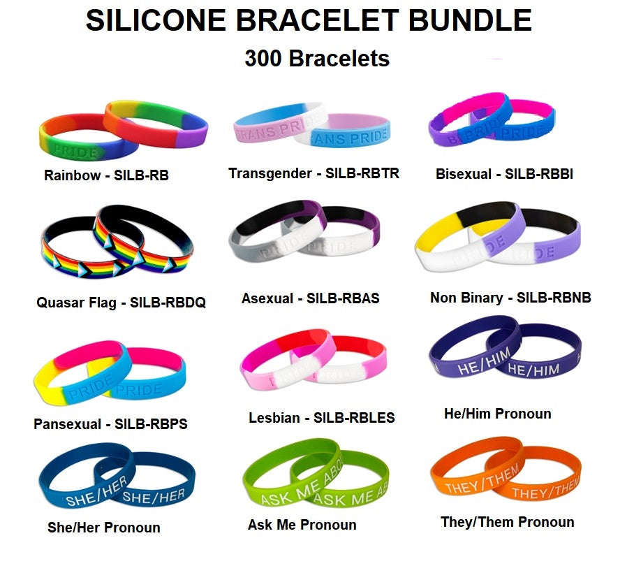 Gay Pride Silicone Bracelet Variety Pack Bundle (300 Pieces)