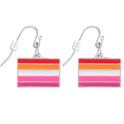Bulk Rectangle Lesbian Sunset Flag Earrings, Lesbian Jewelry Wholesale