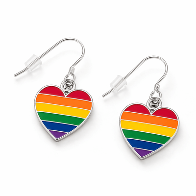 Rainbow Heart Hanging Earrings - We are Pride