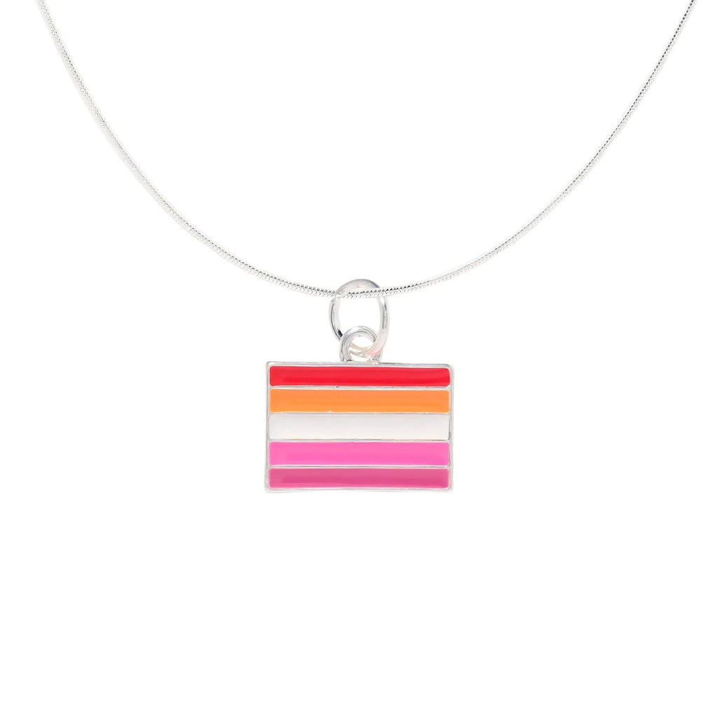 Bulk Lesbian Sunset Rectangle Flag Necklaces, Lesbian Necklaces Wholesale