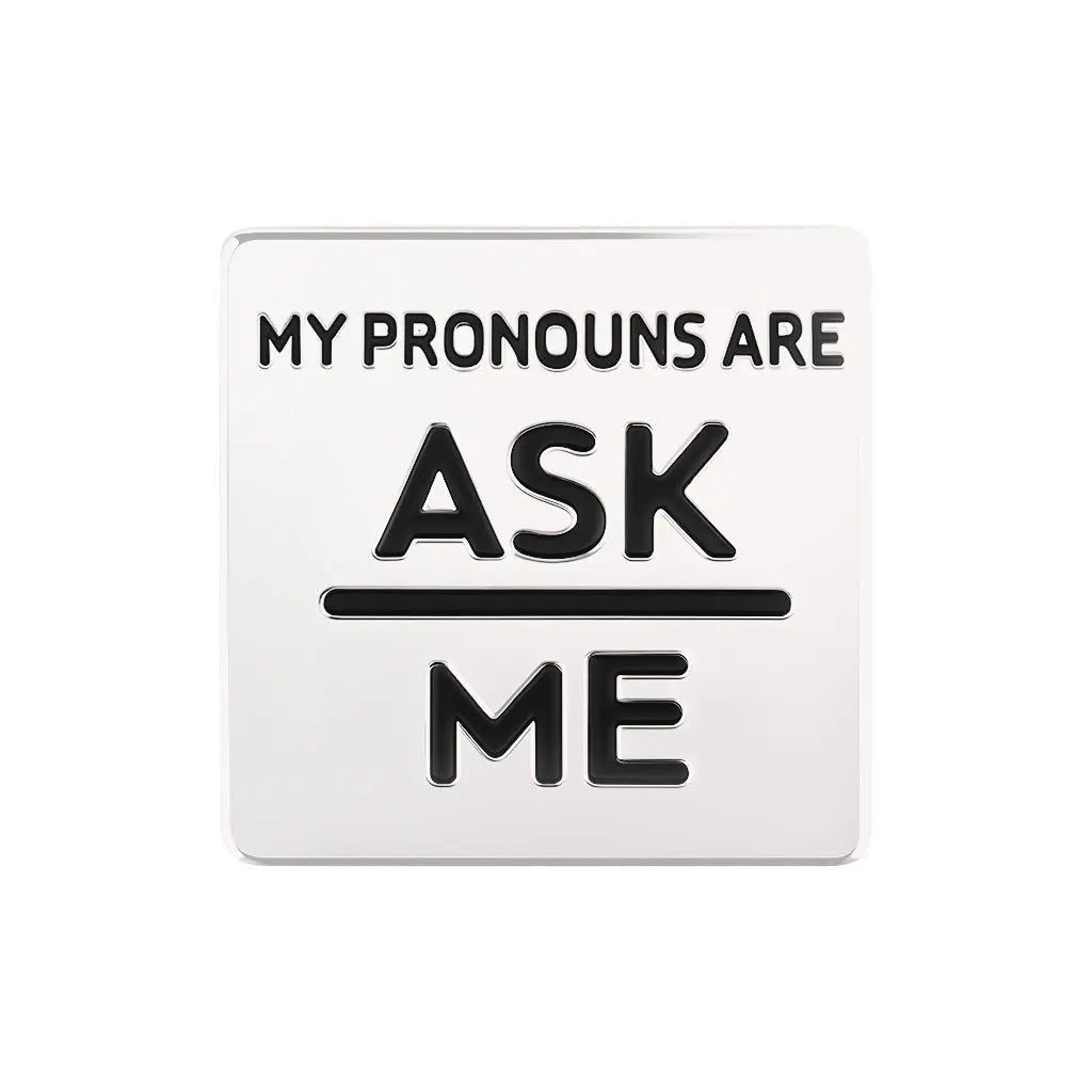 Ask Me My Pronoun Square Pins for Gay Pride, LGBTQ Gay Pride Jewelry