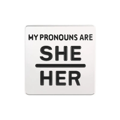 Bulk She/Her Pronoun Square Pins for Gay Pride, Pronoun Jewelry